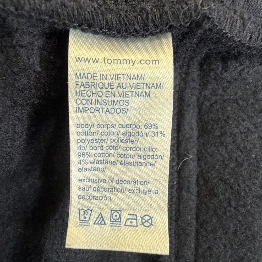 Tommy Hilfiger Mens Navy Blue Logo Jogger Sweatpants Size Large Fleece Lined